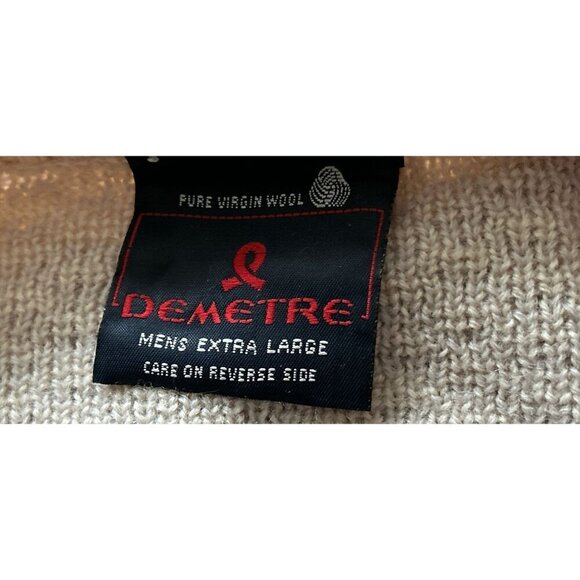 Vintage DEMETRE 100% Wool Knit Sweater Beige & Yellow Geometric Pattern Size XLa - Picture 11 of 12
